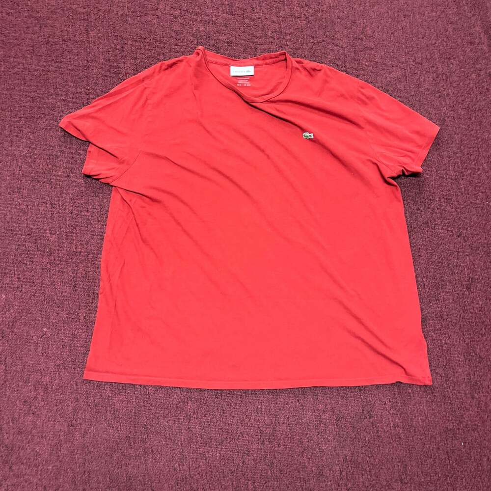 Lacoste Men's Short Sleeve Pima Cotton Jersey Crewneck T-Shirt in Red